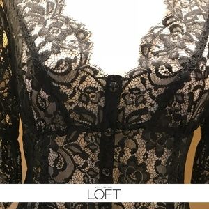 Loft Black Lace Cardigan-Style Top